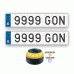 2 MATRÍCULAS COCHE LARGA METALICAS 52X11  + LUZ EMERGENCIA CONECTADA V16